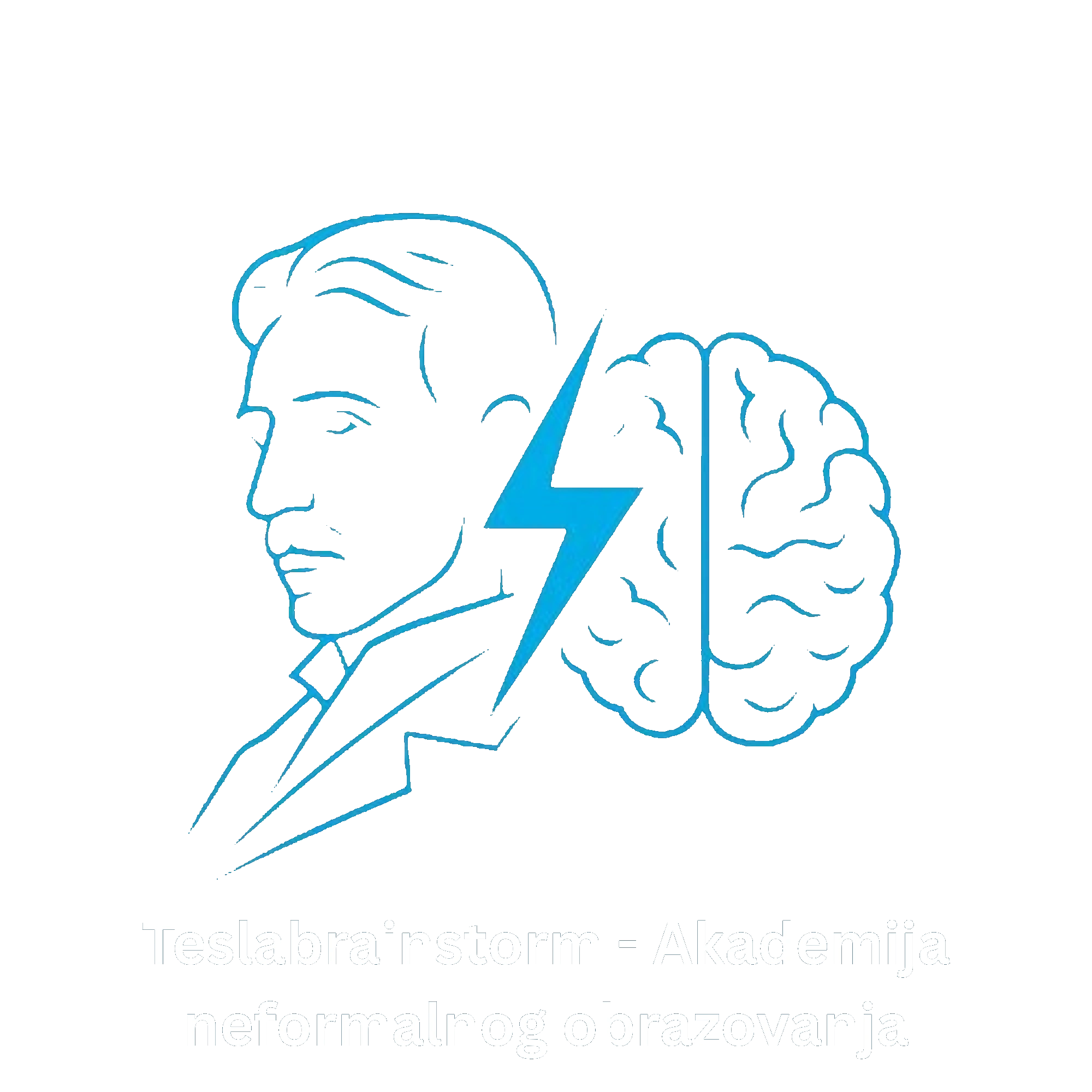 TeslaBrainstorm logo — Nikola Tesla, polovina mozga i munja